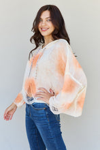 Load image into Gallery viewer, POL Mix It Up Tie Dye Hooded Distressed Sweater in Ivory/Orange
