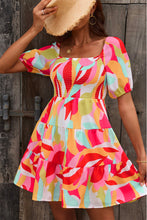 Load image into Gallery viewer, Multicolored Square Neck Smocked Mini Dress
