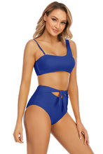 Load image into Gallery viewer, Tie-Waist Asymmetrical Neck Bikini Set
