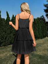 Load image into Gallery viewer, Tie Belt Surplice Spaghetti Strap Layered Dress
