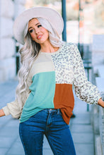 Load image into Gallery viewer, Leopard Patchwork Long Sleeve Top
