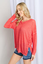 Load image into Gallery viewer, Zenana V-Neck Dropped Shoulder Slit Top in Ruby
