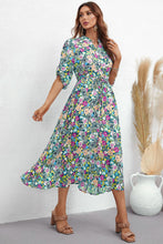 Load image into Gallery viewer, Floral Notched Neck Half Sleeve Dress
