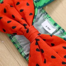 Load image into Gallery viewer, Baby Girl Watermelon Print Bow Cropped Top and Skort Set
