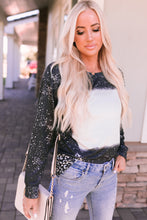 Load image into Gallery viewer, Mixed Print Round Neck Long Sleeve Top
