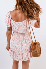 Load image into Gallery viewer, Floral Drawstring Waist Ruffle Hem Dress
