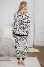 Load image into Gallery viewer, Leopard Contrast Detail Top and Joggers Lounge Set
