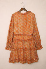 Load image into Gallery viewer, Ditsy Floral Frill Trim Flounce Sleeve Plunge Dress
