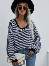 Load image into Gallery viewer, Striped Horizontal Ribbing Scoop Neck Sweater
