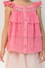 Load image into Gallery viewer, ODDI Girls Buttoned Ruffled Top
