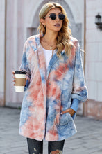 Load image into Gallery viewer, Fleece Hooded Open Front Jacket with Pockets
