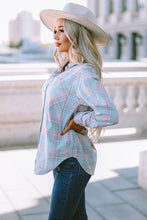 Load image into Gallery viewer, Plaid Button-Up Curved Hem Shirt
