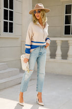 Load image into Gallery viewer, Striped Half-Zip Collared Sweater
