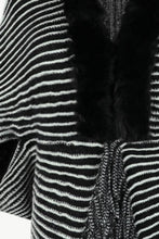 Load image into Gallery viewer, Striped Faux Fur Trim Open Front Cardigan
