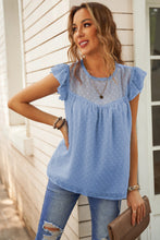 Load image into Gallery viewer, Swiss Dot Flutter Sleeve Round Neck Top
