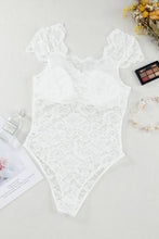 Load image into Gallery viewer, Ruched Sweetheart Neck Lace Bodysuit
