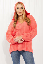 Load image into Gallery viewer, POL Peach Pie Full Size Ribbed Hooded Sweater

