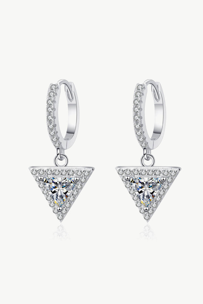 1 Carat Moissanite Triangle Drop Earrings DIBS 7006