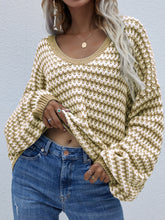 Load image into Gallery viewer, Striped Horizontal Ribbing Scoop Neck Sweater
