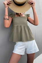 Load image into Gallery viewer, Flutter Sleeve Square Neck Peplum Top
