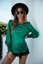 Load image into Gallery viewer, Ruched Round Neck Keyhole Back Blouse
