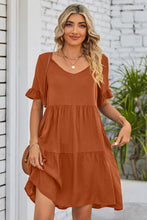 Load image into Gallery viewer, V-Neck Flounce Sleeve Tiered Dress
