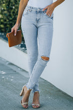 Load image into Gallery viewer, Light Wash Distressed Skinny Jeans with Pockets
