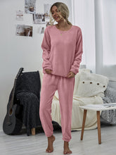 Load image into Gallery viewer, Dropped Shoulder Teddy Lounge Set
