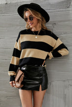 Load image into Gallery viewer, Two-Tone Striped Dropped Shoulder Sweater
