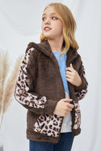 Load image into Gallery viewer, Kids Leopard Zip-Up Hooded Jacket with Pockets

