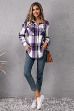 Load image into Gallery viewer, Plaid Pocketed Button Down Shirt Jacket

