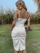 Load image into Gallery viewer, Ruched Tulip Hem Spaghetti Strap Dress
