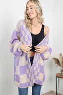 Petal Dew Checkered Open Front Longline Cardigan