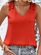 Load image into Gallery viewer, Swiss Dot Shoulder Detail V-Neck Tank
