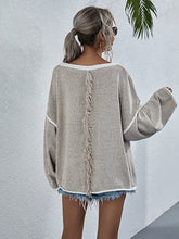 Load image into Gallery viewer, Dropped Shoulder Boat Neck Long Sleeve Sweater
