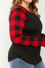 Load image into Gallery viewer, Acting Pro Cabin Weekend Full Size Plaid Contrast Sleeve Top
