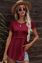 Load image into Gallery viewer, Lace Trim Round Neck Tunic Top
