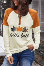 Load image into Gallery viewer, Simply Love HELLO FALL Graphic Raglan Sleeve Henley Top
