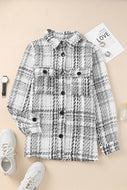 Plaid Pocketed Long Sleeve Shirt Jacket