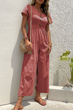 Load image into Gallery viewer, Short Puff Sleeve V-Neck Jumpsuit
