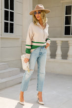Load image into Gallery viewer, Striped Half-Zip Collared Sweater
