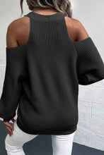 Load image into Gallery viewer, Cold-Shoulder Button-Up Rib-Knit Cardigan
