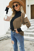 Load image into Gallery viewer, Color Block Mock Neck Ribbed Trim Sweater
