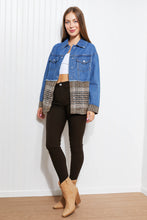 Load image into Gallery viewer, CY Fashion Porch Views Full Size Plaid Spliced Denim Jacket
