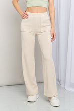 Load image into Gallery viewer, Yelete Elastic Waist Wide Leg Pants with Pockets in Ivory
