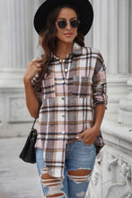 Load image into Gallery viewer, Plaid Curved Hem Dropped Shoulder Longline Shirt Jacket

