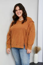 Load image into Gallery viewer, Sew In Love Full Size Exposed Seam Slit Sweatshirt
