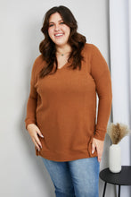 Load image into Gallery viewer, Zenana Full Size Waffle-Knit Slit V-Neck Tunic Top
