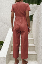 Load image into Gallery viewer, Short Puff Sleeve V-Neck Jumpsuit
