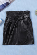 Belted Paperbag Waist PU Leather Skirt DIBS MOTHERSDAY